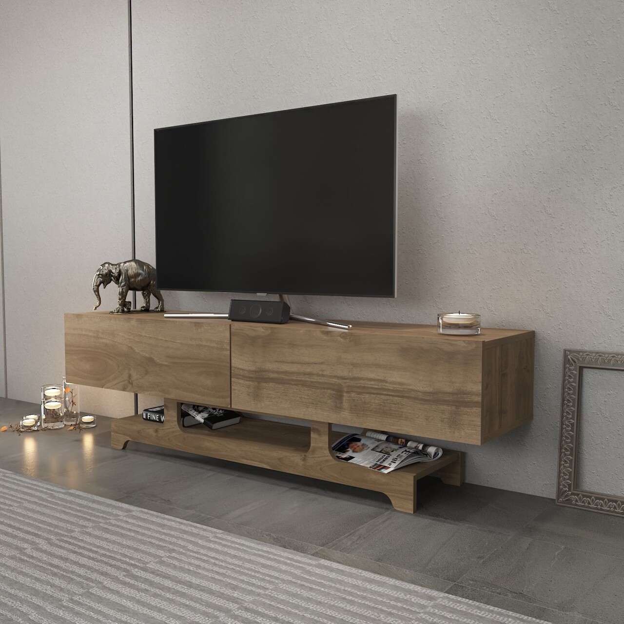 Comoda TV, Hanah Home, Tera, 160x46.8x35 cm, Maro - imagine 6